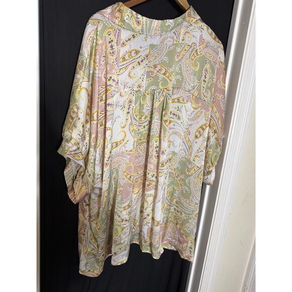 Emily Wonder Womens Colorful Paisley Print Blouse Spring Lightweight - Picture 4 of 8